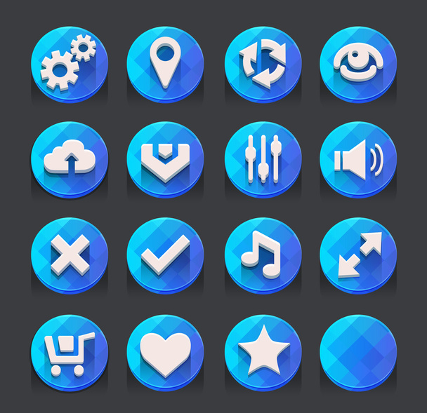 Blue web icons collection - Vektor, Bild