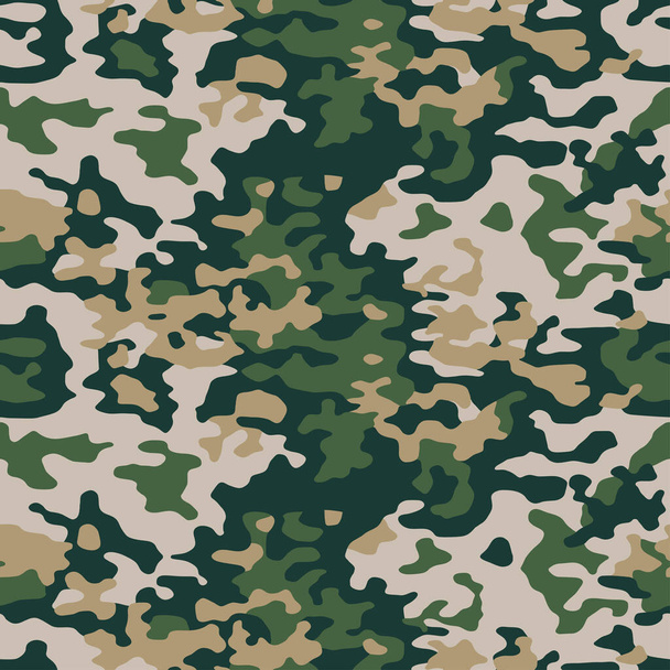 Grünes Camouflage-nahtloses Muster. Vector camo militärischen Hintergrund. Vorlage für Textildruck. - Vektor, Bild
