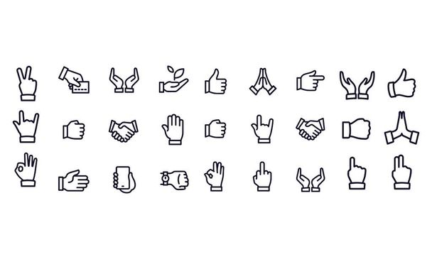 Desenho vetorial de ícones de gestos  - Vetor, Imagem