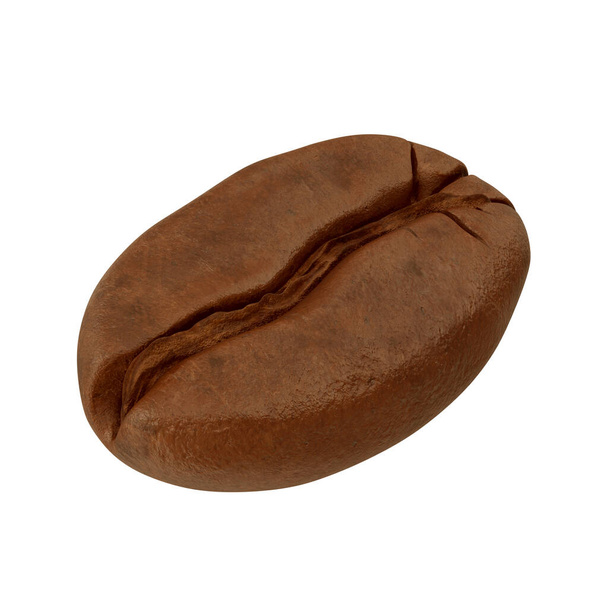 Pražená kávová zrna izolovaná na bílém pozadí makra. 3D ilustrace - Fotografie, Obrázek