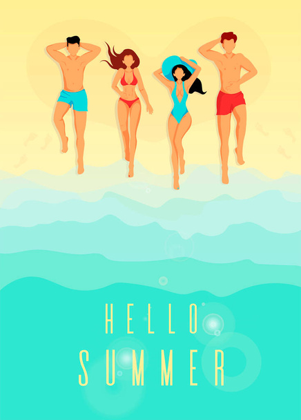vacaciones de verano, día de la mujer, playa, trajes de baño, bikini, traje de baño, sol, vector de ilustración - Vector, imagen