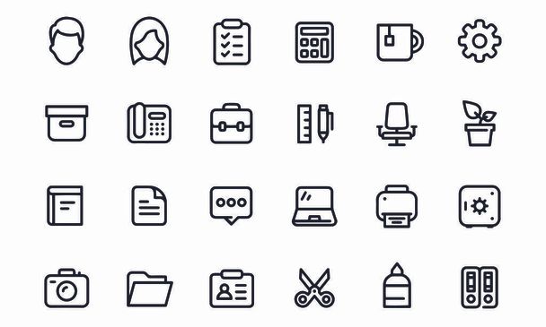 Outline Office Business Workplace Icons Editable Stroke - ベクター画像