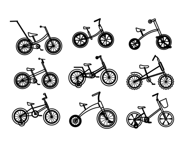 Ilustración plana vectorial. Bicicleta infantil aislada sobre fondo blanco. - Vector, imagen