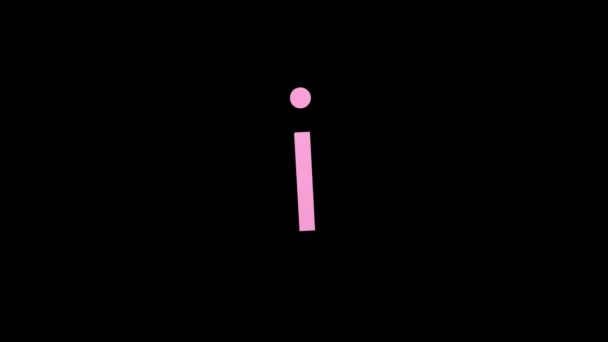 3d γράμμα ροζ χρώμα σε μαύρο φόντο με κανάλι άλφα. 3D animation με αποτέλεσμα την εμφάνιση και την περιστροφή του γράμματος I. 3d απόδοση ενός μεμονωμένου γράμματος I, αλφάβητο. Πλήρης ποιότητα Hd. - Πλάνα, βίντεο