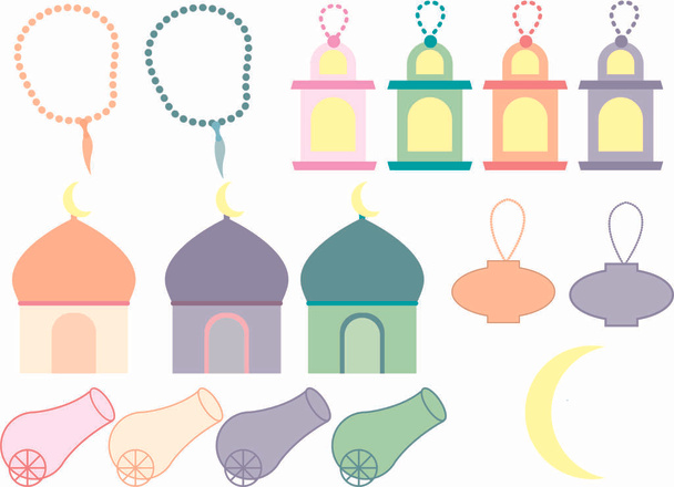 Ramadán související prvky plochý design ilustrace - Vektor, obrázek