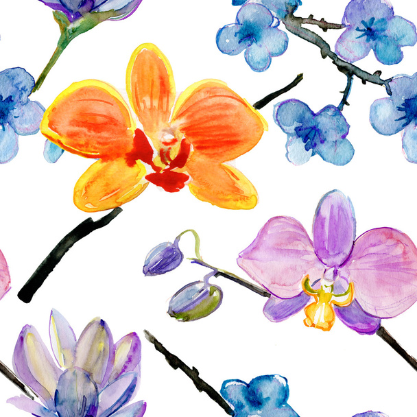 Акварельний візерунок екзотичних квітів
 - Фото, зображення