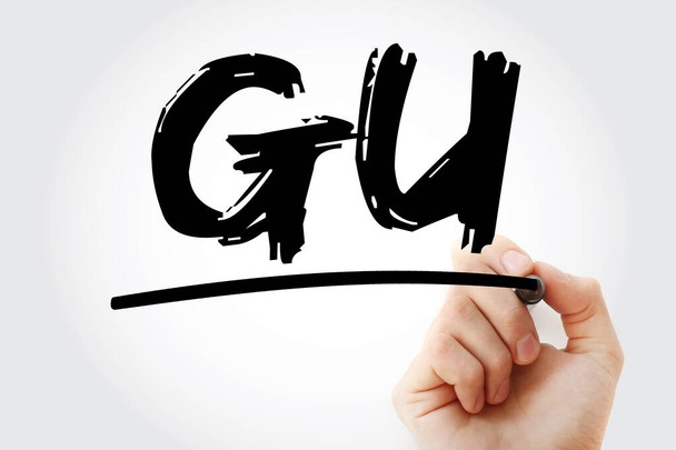 GU - Genitaal acroniem met marker, concept achtergrond - Foto, afbeelding