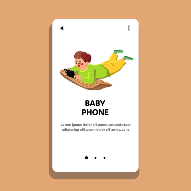 Baby-Handy spielt Kind und liegt auf dem Boden - Vektor, Bild
