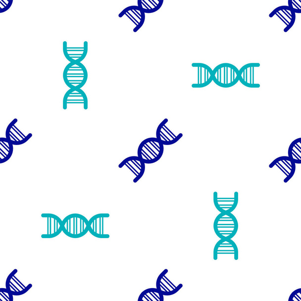 Niebieski symbol DNA ikona izolowane bezszwowy wzór na białym tle. Wektor. - Wektor, obraz