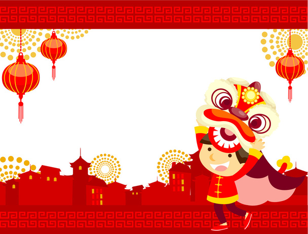 κινέζικο νέο έτος ευχετήρια κάρτα - Διάνυσμα, εικόνα