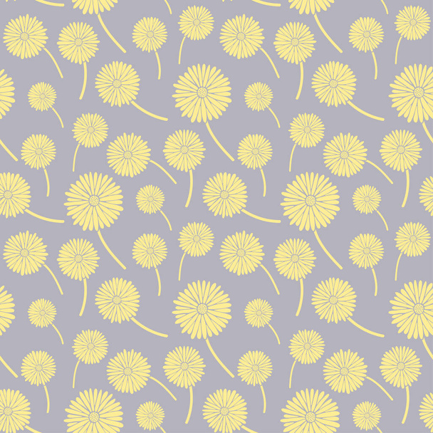 yellow pollen on gray background floral seamless pattern - Vector, Image