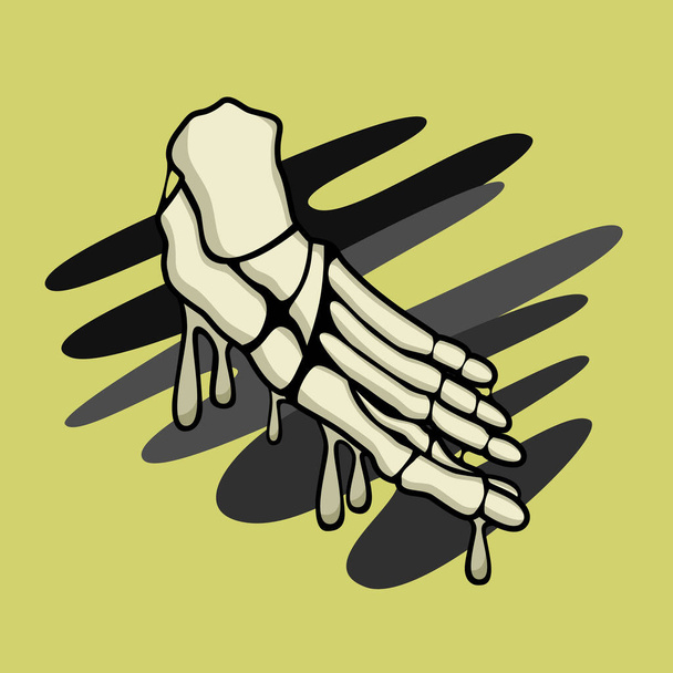Image d'une partie d'un squelette humain avec des taches de peinture. Pied du squelette. Image vectorielle. - Vecteur, image