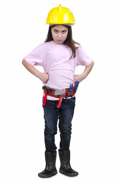 Little girl in construction clothes - Foto, Imagen