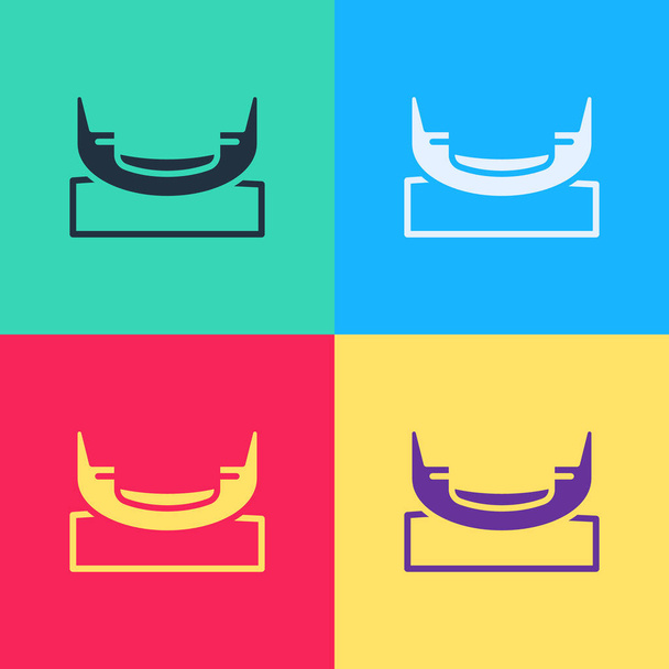 Pop art Boat swing icon isolated on color background. Childrens entertainment playground. Attraction riding ship, swinging boat. Amusement park.  Vector. - Vector, Image