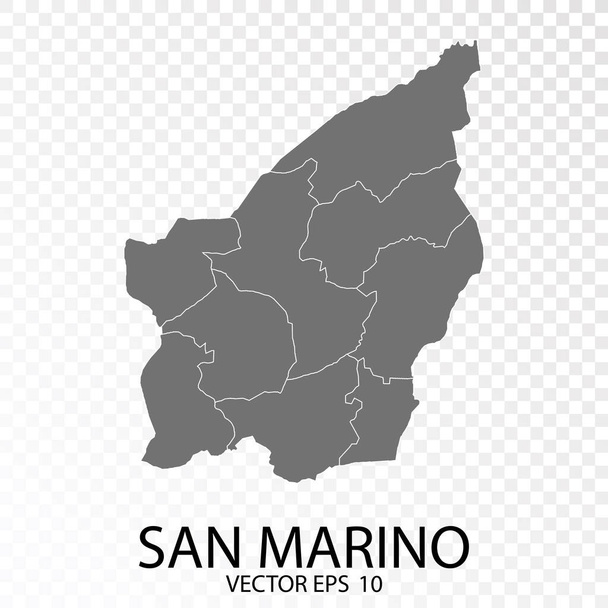 Trasparente - Mappa Grigia di San Marino. Eps vettoriale 10. - Vettoriali, immagini