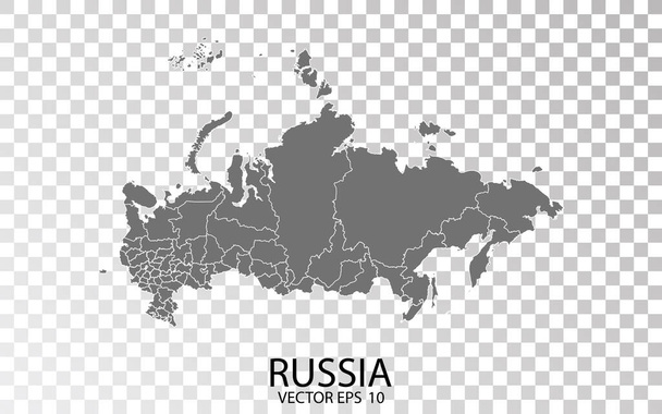 Transparente - Mapa Cinzento da Rússia. Vetor Eps 10. - Vetor, Imagem