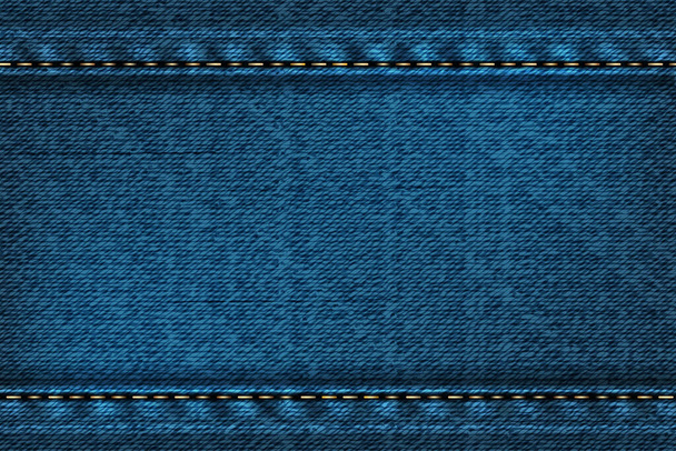 Denim rectangular background with seam.Vector illustration of blue texture. - Vektör, Görsel