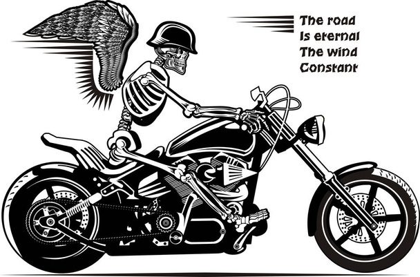 illustration Skeleton on Motorbike - Vector, Image