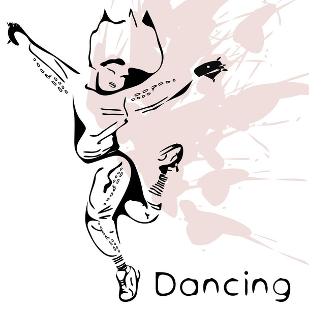 Une danseuse. Illustration sur le thème des Danses Modernes, École de Danse, Musique. - Vecteur, image