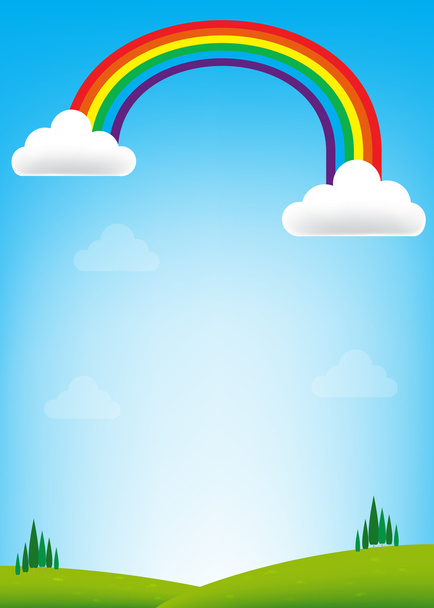 Rainbow and blue sky background - Vektör, Görsel