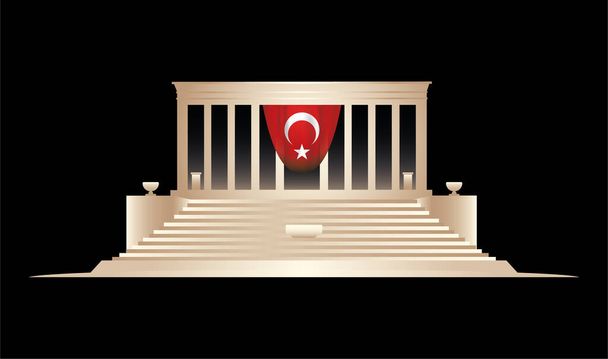 11月10日-アタテュルクの死の記念日。トルコでの思い出の日。翻訳: 10 Kasim Ataturk'u anma gunu ve Ataturk haftasi.ベクターイラスト.  - ベクター画像