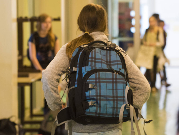 школьник со школьной сумкой или школьной сумкой на спине - Фото, изображение