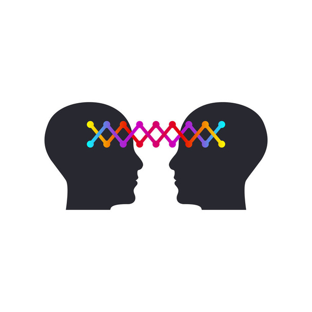 Simbolo di empatia. Due profili collegati. Logo psicologico. Icona della terapia - Vettoriali, immagini
