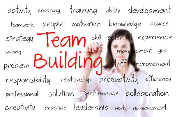 Business Hand Writing Teambuilding-Konzept. isoliert auf weiß. - Foto, Bild