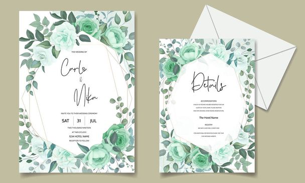 Elegante hand getekend bloemen bruiloft uitnodiging kaart - Vector, afbeelding