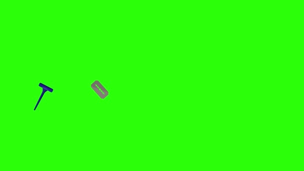 Narzędzia fryzjerskie elementy płaskie animacja na zielonym ekranie chroma klucz - Materiał filmowy, wideo