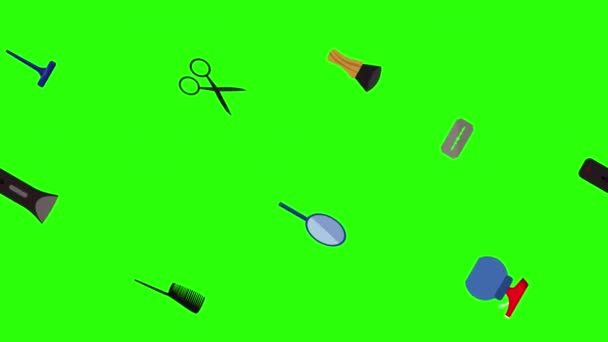 Інструменти перукарні плоскі елементи анімації на зеленому екрані ключ хроми
 - Кадри, відео