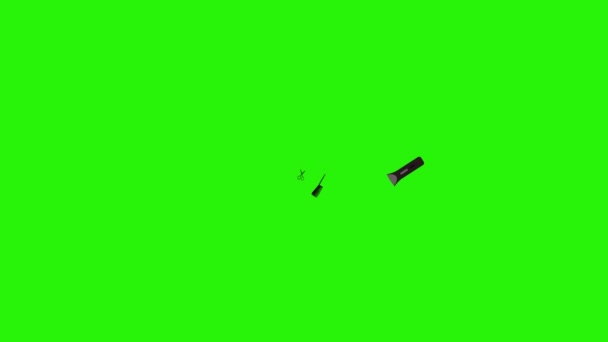 理髪店ツール緑の画面上のフラット要素アニメーションクロマキー - 映像、動画