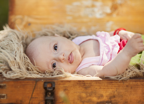 Baby girl lying down in suitcase - Foto, immagini
