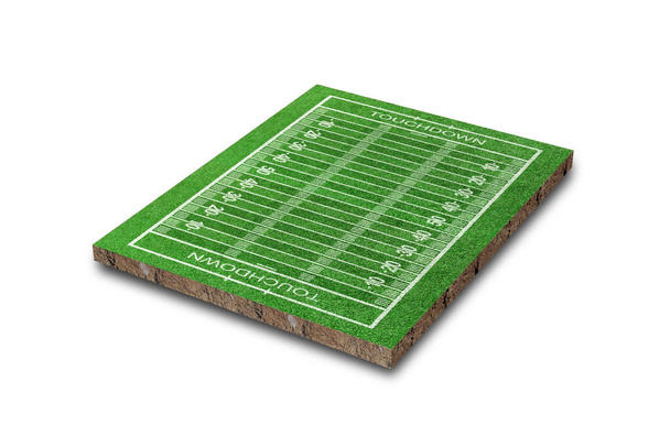 Americké fotbalové hřiště s čárou vzoru izolované na bílém pozadí. 3D vykreslování - Fotografie, Obrázek