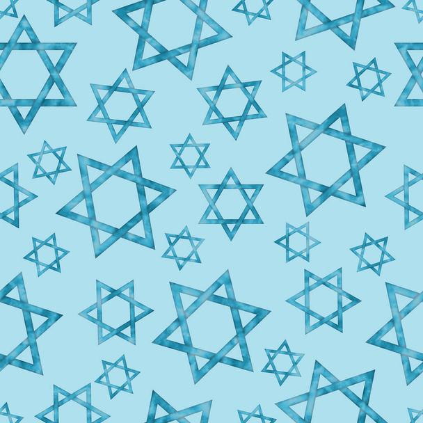 Illustration bleu Star of David motif fond qui est sans couture et répète - Photo, image