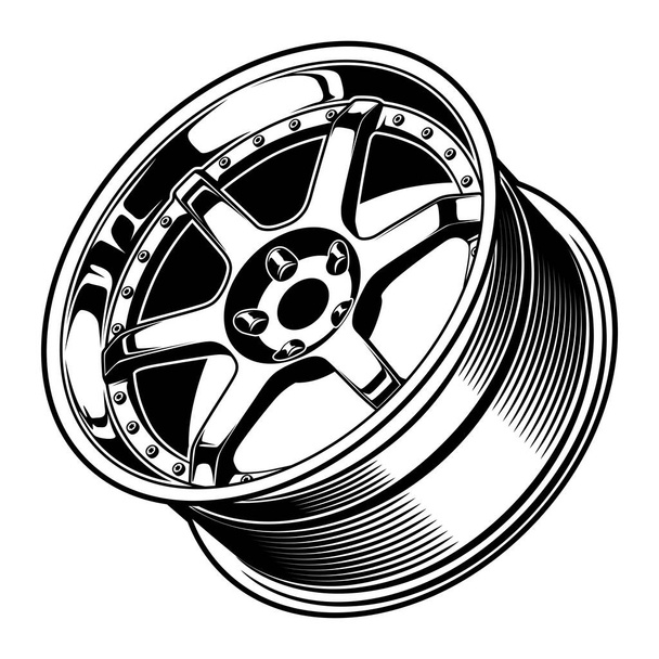 Ilustração de roda de carro para design conceitual.  - Vetor, Imagem