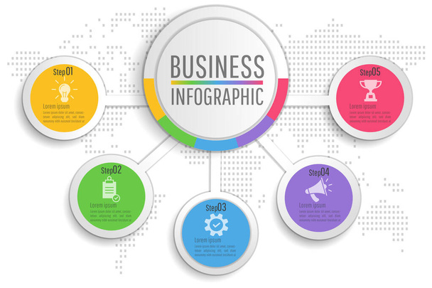 Apresentação de negócios infográfico vetor de design e ícones de marketing pode ser usado para web design, layout de fluxo de trabalho, diagrama de relatório anual. eps 10 vetor. - Vetor, Imagem
