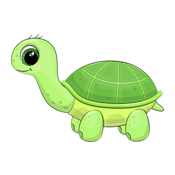 Симпатичная зелёная черепаха. Векторная иллюстрация животных, изолированных на белом. - Вектор,изображение