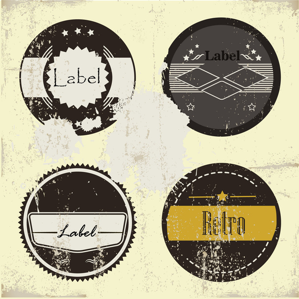 Grunge retro sticker set - Vector, Image