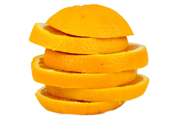 Stapel von Orangenscheiben auf weißem Hintergrund - Foto, Bild