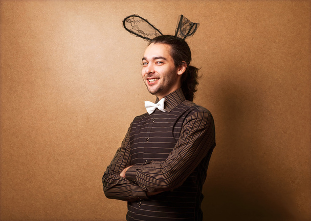 Fashion guy in bunny ears - Фото, зображення
