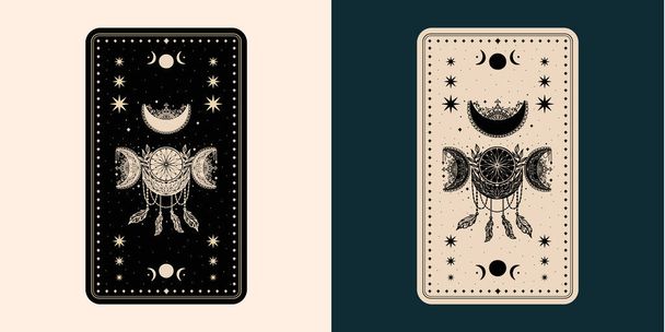 Mystical tarot desk card.Occult esoteric vintage tarot card.Witch fortune telling template theme. - ベクター画像
