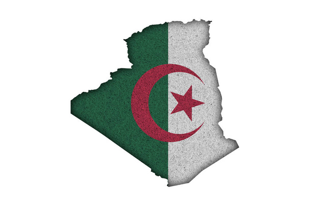 Mapa a vlajka Alžírska na plsti - Fotografie, Obrázek