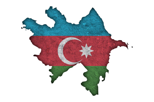 Mapa e bandeira do Azerbaijão em betão desgastado - Foto, Imagem