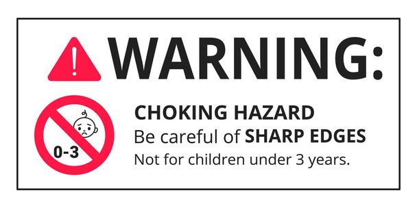 Verstikkende waarschuwingsgevaar verboden teken sticker niet geschikt voor kinderen jonger dan 3 jaar - Vector, afbeelding