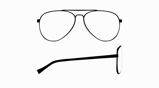 Vektör, Gözlük Çerçevesi 'nin İllüstrasyonunu izole etti. Siyah gözlük Çerçeve Ön ve Yan Görünüm - Vektör, Görsel