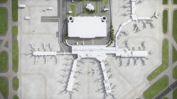 Aeropuerto Internacional Charlotte Douglas - Modelo 3D de representación aérea - Foto, Imagen
