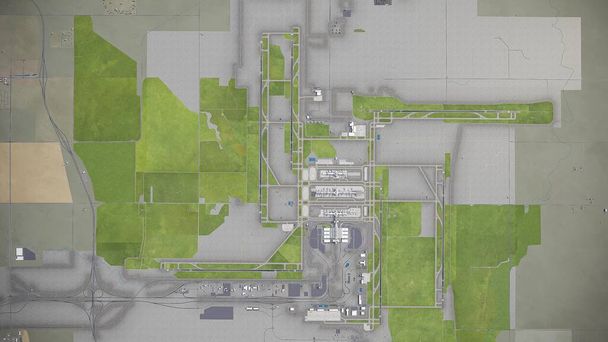Denver International Airport - 3D model aerial rendering - Photo, Image
