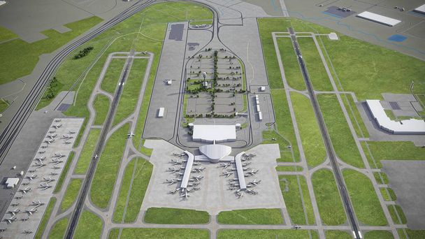 Indianapolisin kansainvälinen lentoasema - 3D-mallinnus - Valokuva, kuva