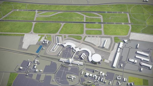 Lyon - Aeropuerto de Saint Exupery - Representación aérea modelo 3D - Foto, Imagen